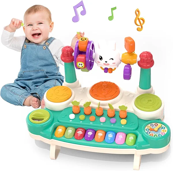 LESSETI 20 in 1 Baby Musical Toys – Interactive Piano Keyboard Drum Set for 6 9 12 18 Month, Toddlers 1-4, Educational Learning Toys for Boys Girls, First Birthday Gift 1 2 3 4 Year Old, Infant Toys