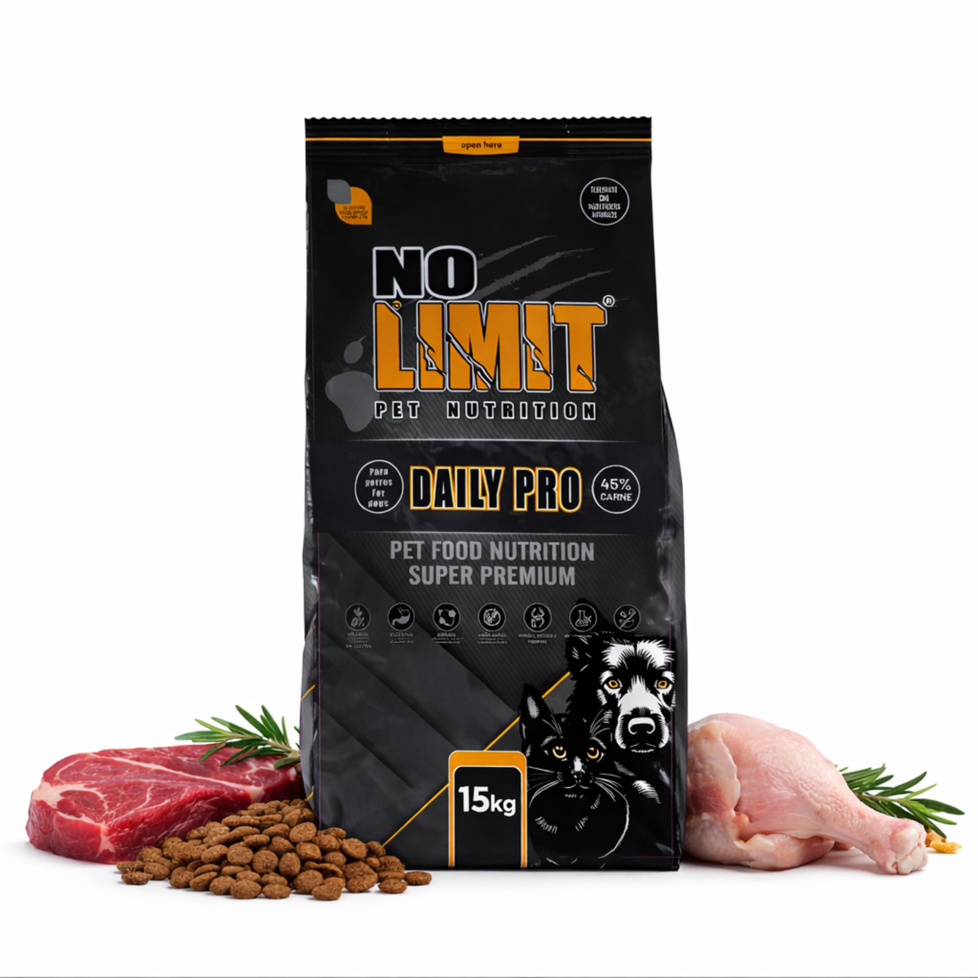 NO Limit Daily Pro Pienso para Perros 15kg – Alimentación Diaria con Buey y Pollo – Comida Natural para Perros Adultos Alta en Proteínas – Dog Food Premium para Digestión y Salud Articular