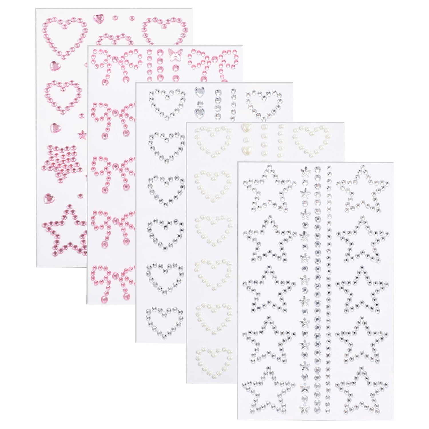 Star Face Gems Rhinestone Star Stickers 5 Pcs Rhinestone Body Stickers