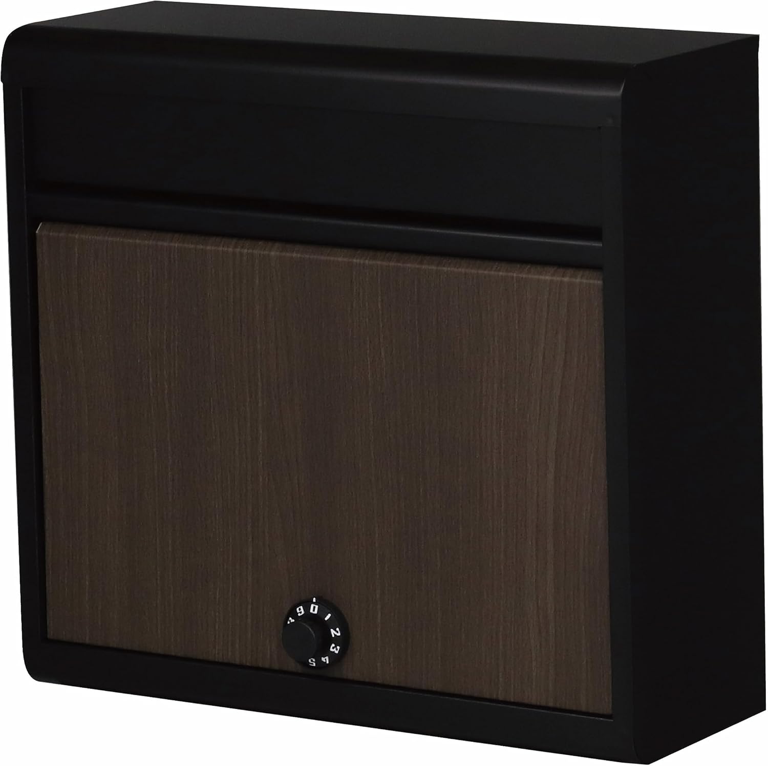 Green Life FH-614DM(MBK) Wall Hanging Post, Outdoor, Compatible with A4 Envelopes, Includes Dial Lock, Made in Japan, Wood Grain Matte Black, Slim Wood Grain Mailbox with Dial Lock (Matt Black)