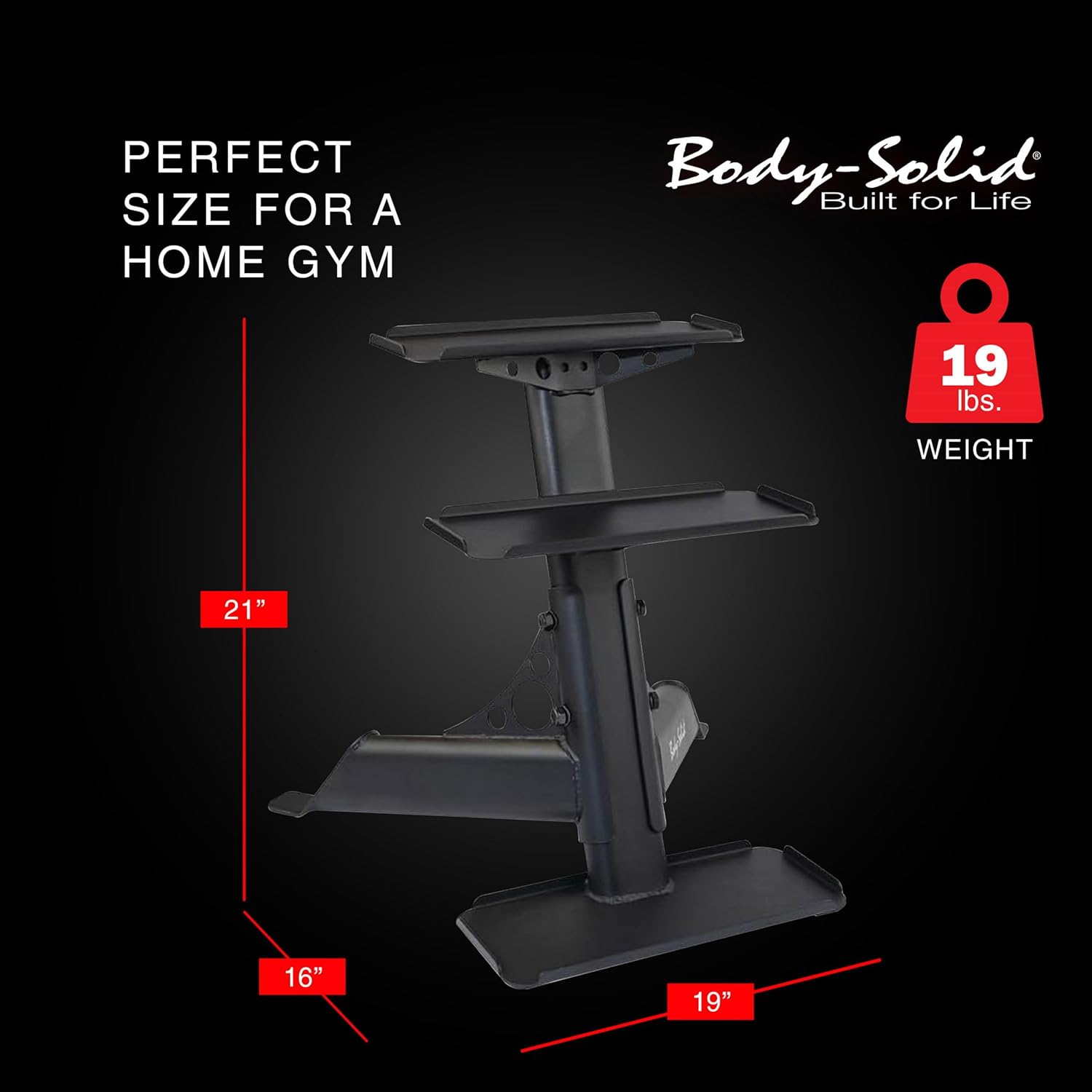 Body-Solid (GDKR50B) 3-Tier Kettlebell Rack - Compact, Durable Kettlebells Weight Stand for Home Gym, Fits 5-50 lb Kettle bells