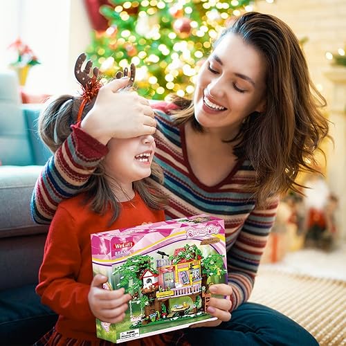 Miniatura 7 de WINGIFT Juego de 840 piezas de construcción de casa en el árbol, kit creativo de bloques de construcción de casas forestales, casa de árbol de