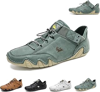 Handgefertigte, lässige Barfuß-Wanderschuhe for Damen und Herren, Outdoor-Beck-Schuhe, wasserdicht, rutschfest, leicht, Slip-On-Sneaker mit flachem Boden, Bequeme Barfuß-Wanderschuhe (Color : Grün,