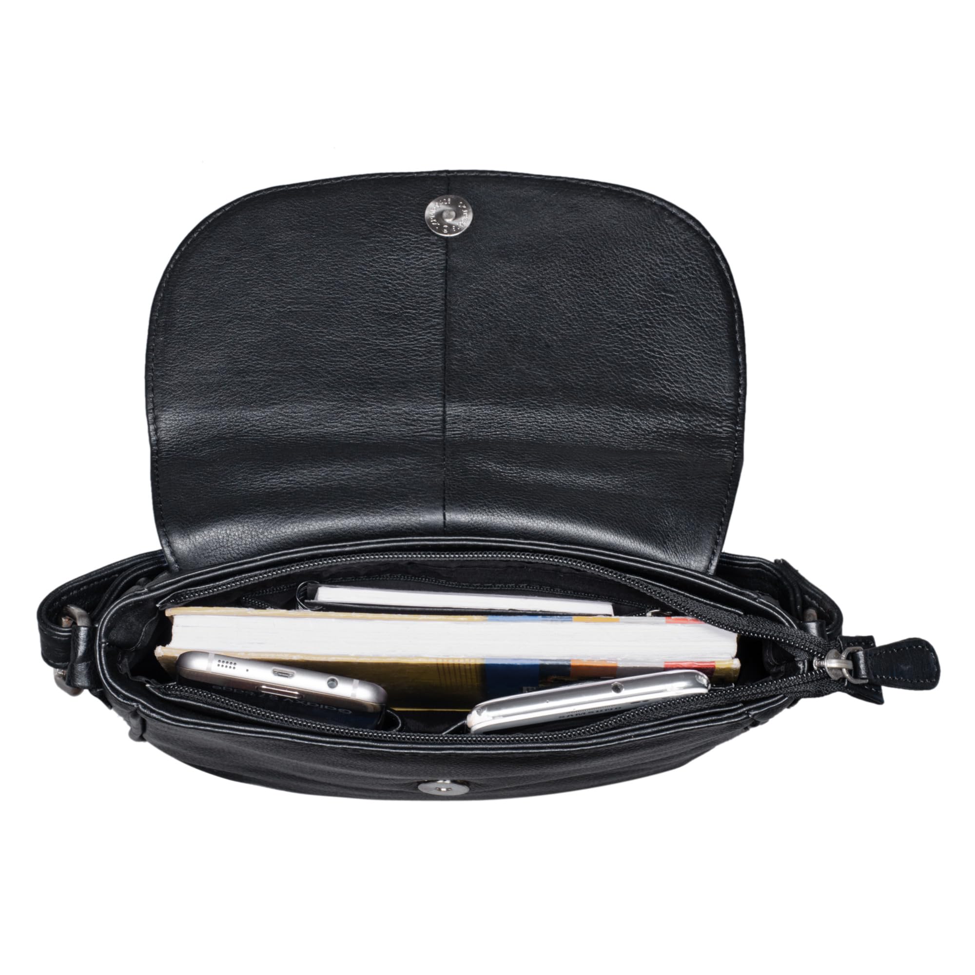 STILORD Tamara Kleine Handtasche Damen Leder Schwarz Umhängetasche Vintage für Frauen zum Ausgehen Abendtasche Partytasche Elegante Echtleder Tasche