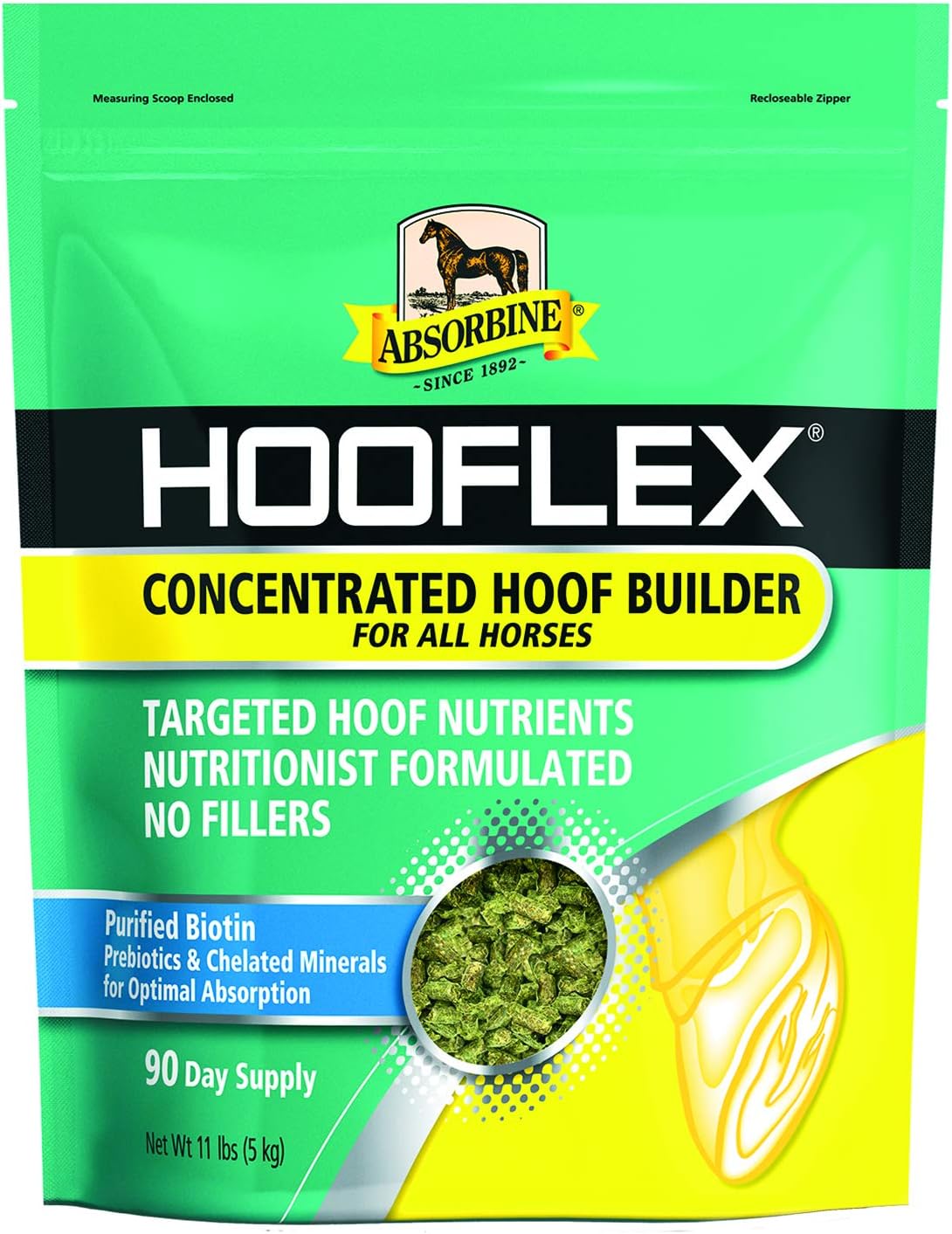 Absorbine Hooflex Concentrated Hoof Builder Supplement Pellets, 11lb Bag / 90 Day Supply