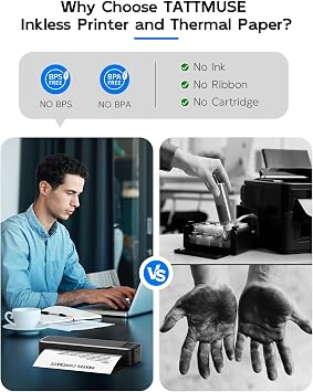 Portable Printers Wireless for Travel, Inkless Thermal Printer with Case