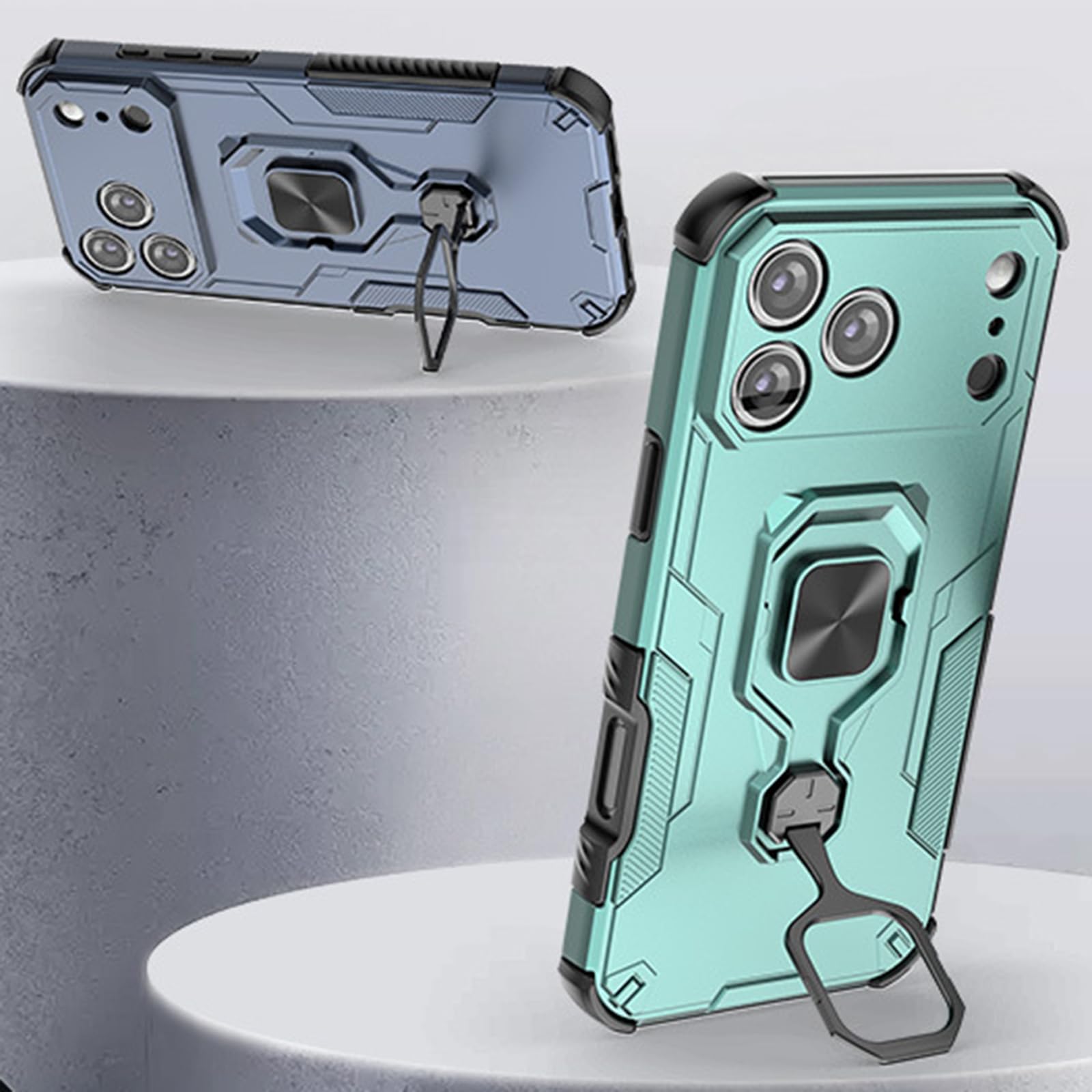 Dünne Hülle für iPhone 17 Pro Max/17 Pro/17 Air/17, Vollständig Kameraschutz rutschfeste Schutzhülle mit Drehbar Ständer Handyhülle,Schwarz,17 Pro