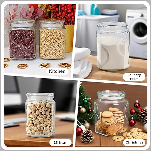 Miniatura 6 de Tarros de vidrio con tapas de 64 onzas, sello de silicona hermético y diseño antideslizante, recipientes grandes de almacenamiento de vidrio con