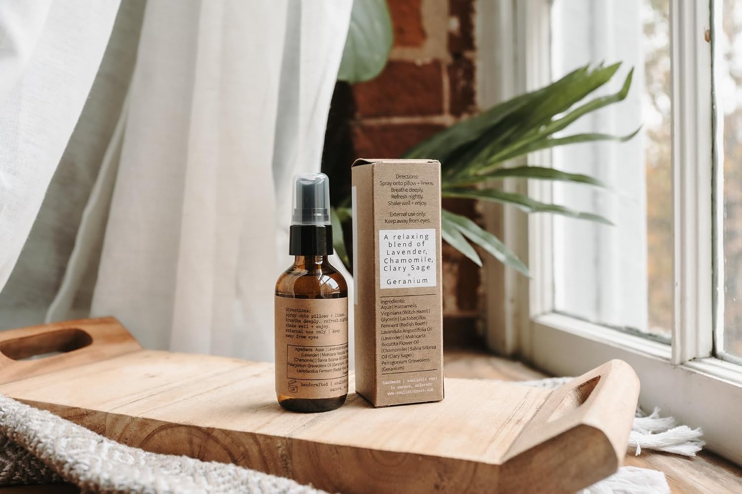 Soulistic Root Relaxing Pillow Mist | Lavender Chamomile Linen Room Spray for Pillows, Bedding and Linens, Botanical Home Fragrance in Glass Bottle (4 oz)