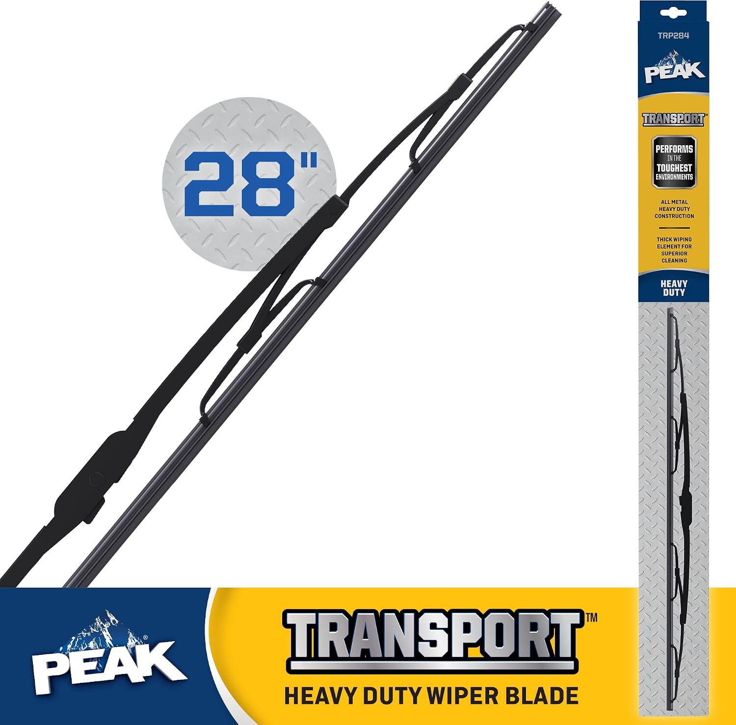 PEAK Transport 28" Heavy Duty 12x4 Hook Windshield Wiper Blade, Durable Metal Wiper Blade Replacement, Windshield Wiper for Class A RV's