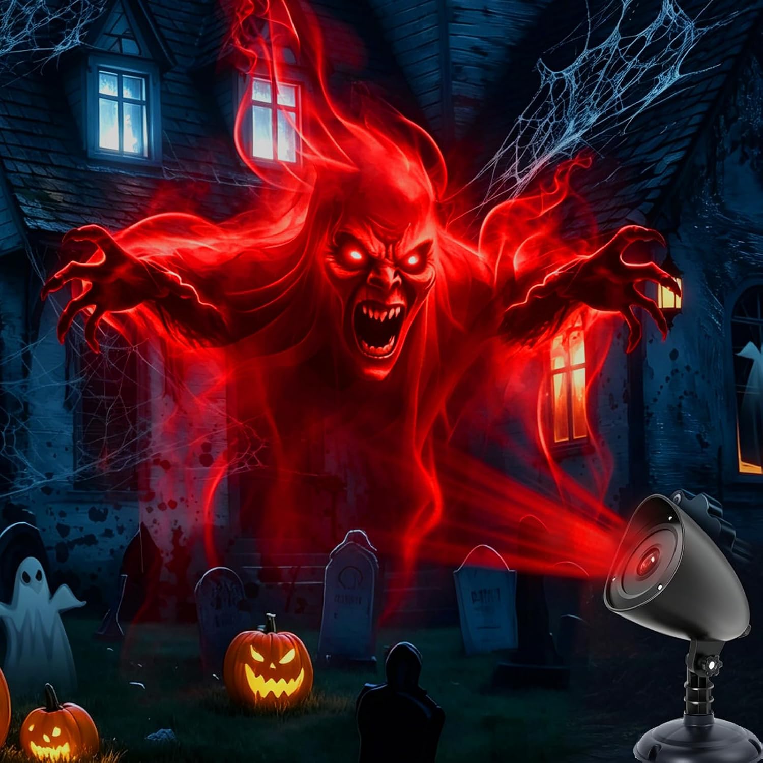 Halloween Projector Lights Outdoor,3D Dynamic Ghost Projector Light
