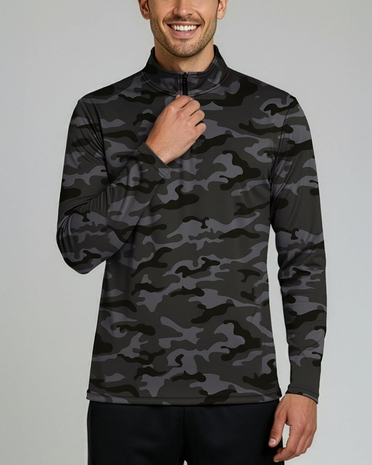 Real Essentials 3 Pack: Men's Mesh Long Sleeve Athletic Quarter Zip Pullover - Outdoor UPF 50+ (Available in Big & Tall) - Image 3