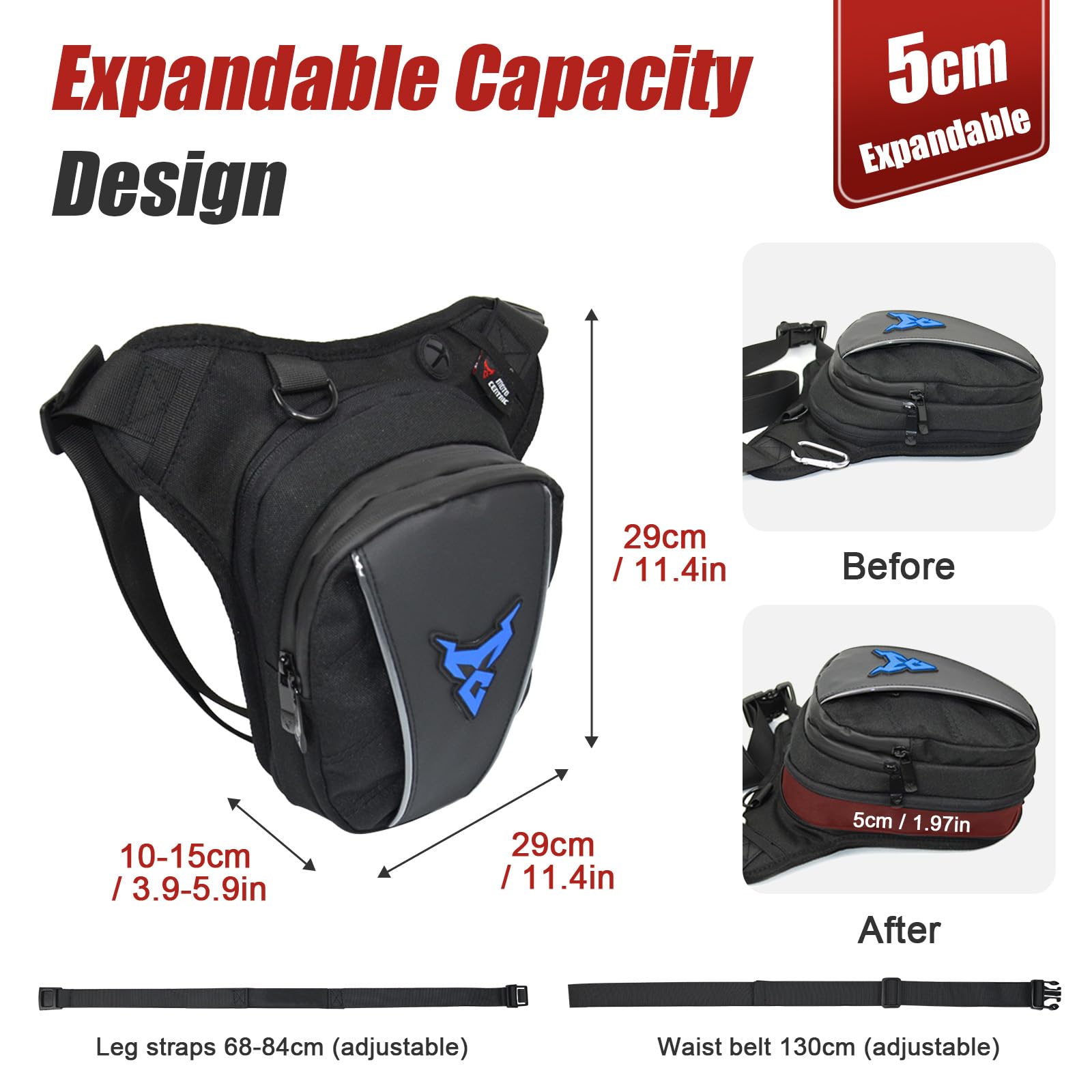 Bolsa de cintura para motocicleta para hombre, riñonera Oxford de gran capacidad para motocicleta, bolsa multifuncional con múltiples bolsillos para senderismo y escalada, Azul