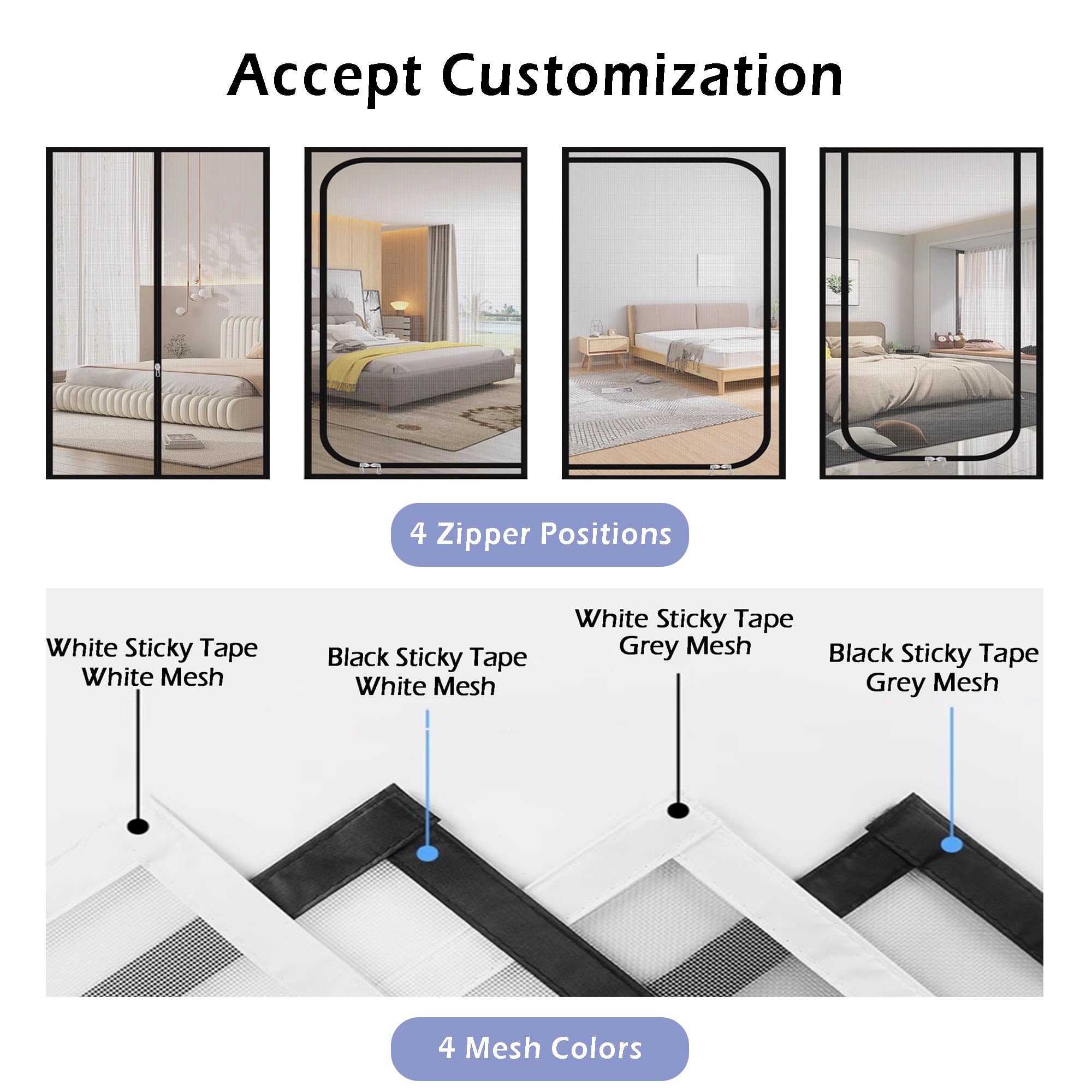 Tenda antimosche personalizzata per animali domestici, balcone, camera da letto, porta per gatti, per tenere lontani gli insetti con cerniera, impedisce che cani e gatti escano da casa (larghezza x