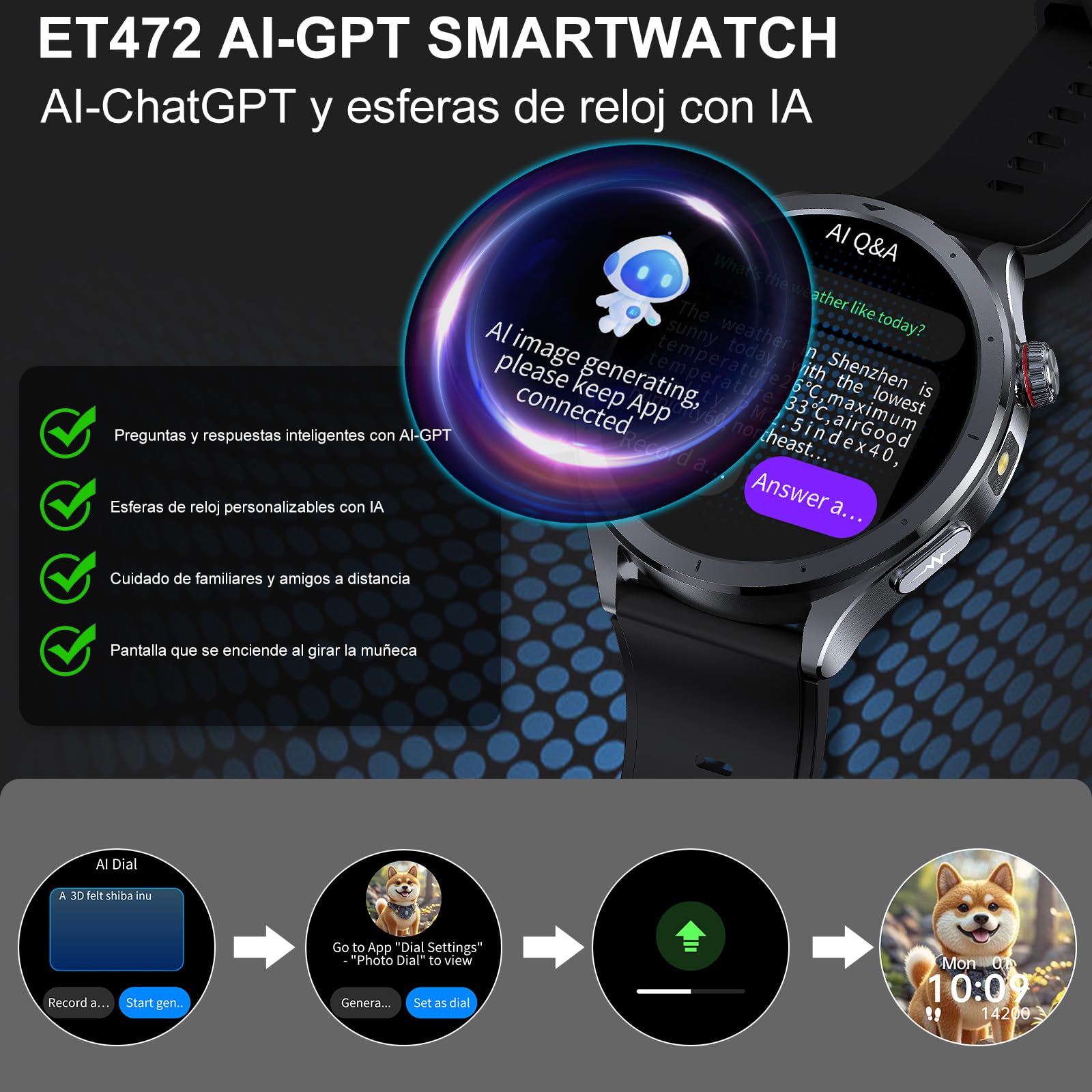 YUPENG ECG Reloj Inteligente Hombre con Presión Arterial, AI ChatGPT | 1.53'' Smartwatch con Linterna, Frecuencia Cardíaca, SpO2, Sueño Salud Watch Pulsómetro