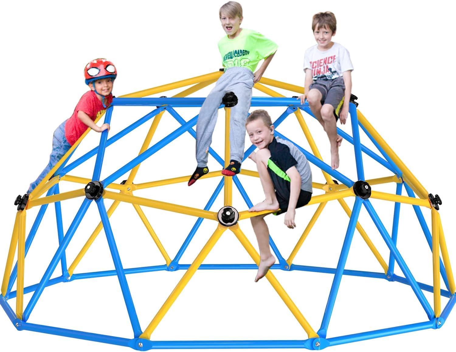 Zupapa Experience Ultimate Fun with the Upgraded Decagonal Geo Dome Climber Playset and Easy Assembly Play Equipment for Kids (Blue, 9FT)