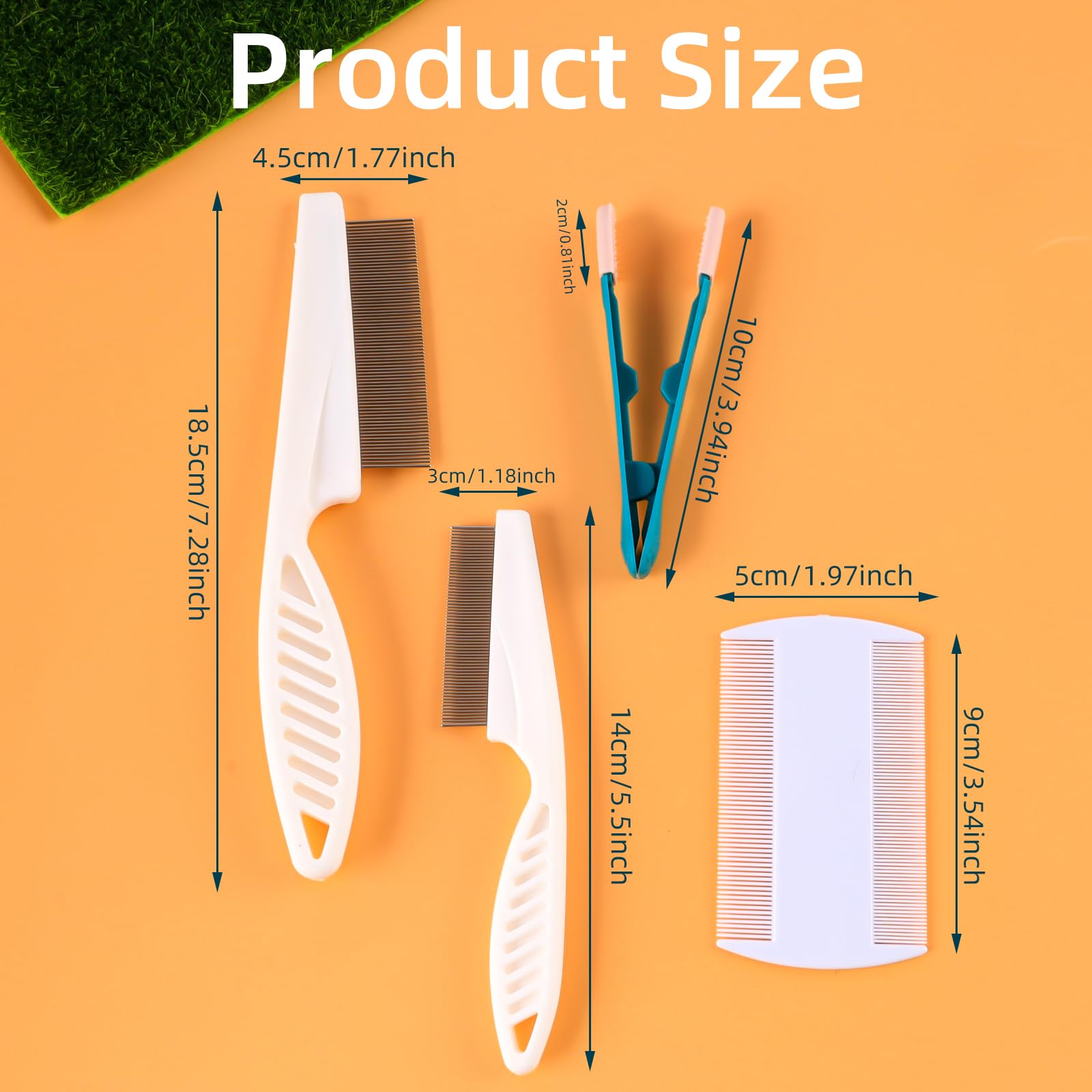Peigne multifonction pour animaux de compagnie - 4 peignes en plastique pour chats et chiens - Efficace contre les puces et les poux - Soin pour propriétaires d'animaux de compagnie