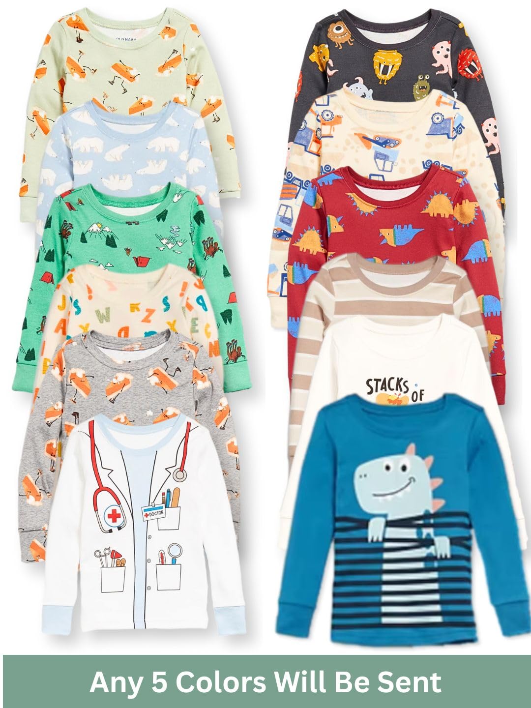 TuddyBuddy Boy's 100% Organic Cotton Ribbed Long Sleeves Tops/T-Shirt (5 Years-6 Years, Pack of 5, Assorted) - Image 2 thumbnail