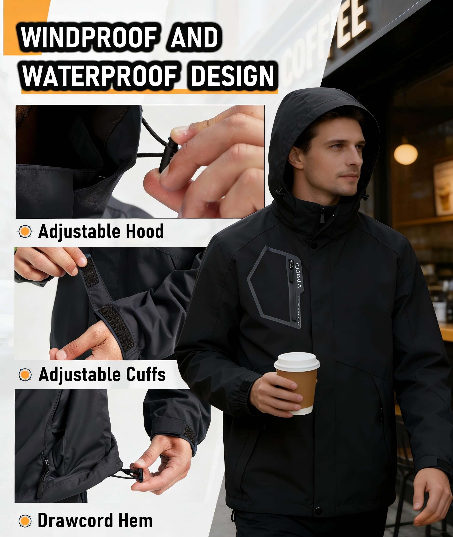 Giacca antipioggia da uomo, impermeabile, leggera, con cappuccio, per escursionismo, ciclismo, viaggi, taglie S-6XL
