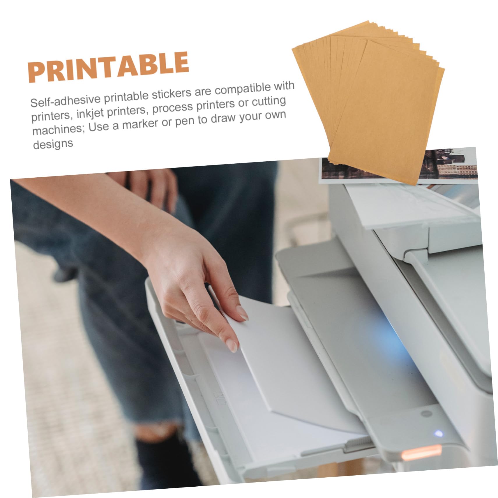 Uonlytech 100Fogli Carta Etichette Carta per Stampante Inchiostro Design e Facile Staccare Materiale Premium per Creazione Adesivi
