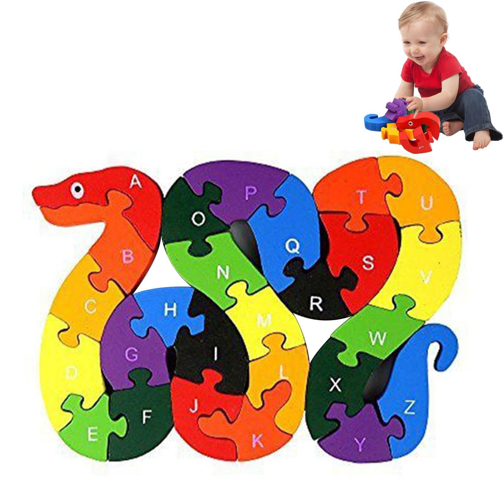 Puzzle in Legno per Piccoli, Cognizione English Lettera Animale Jigsaw | Puzzle Giocattoli - Giocattoli educativi di Costruzione assemblati per