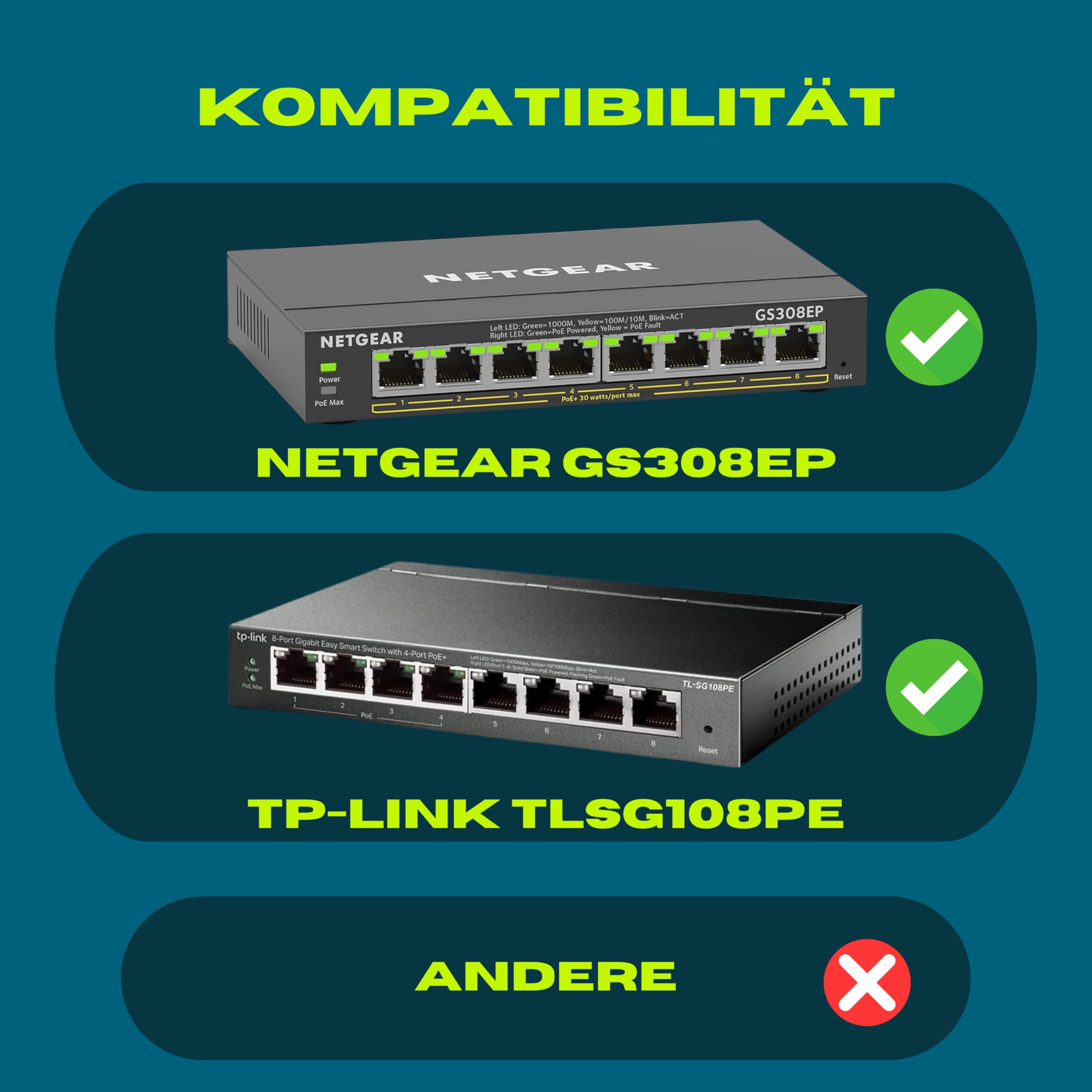 Cadre de montage en rack 10" pour Netgear GS308EP & TP-Link TL-SG108PE, support commutateur PoE 8 ports