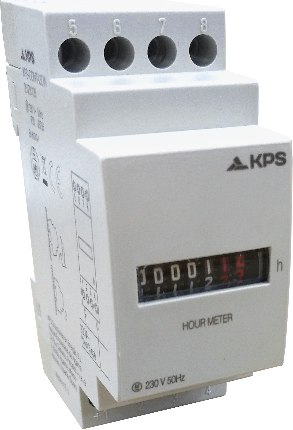 KPS Contador de horas modular para carril DIN 1 modulo 230 V AC 50Hz contaje 99.999,99 proteccion IP54 conexión a 2 hilos paralelos con carga