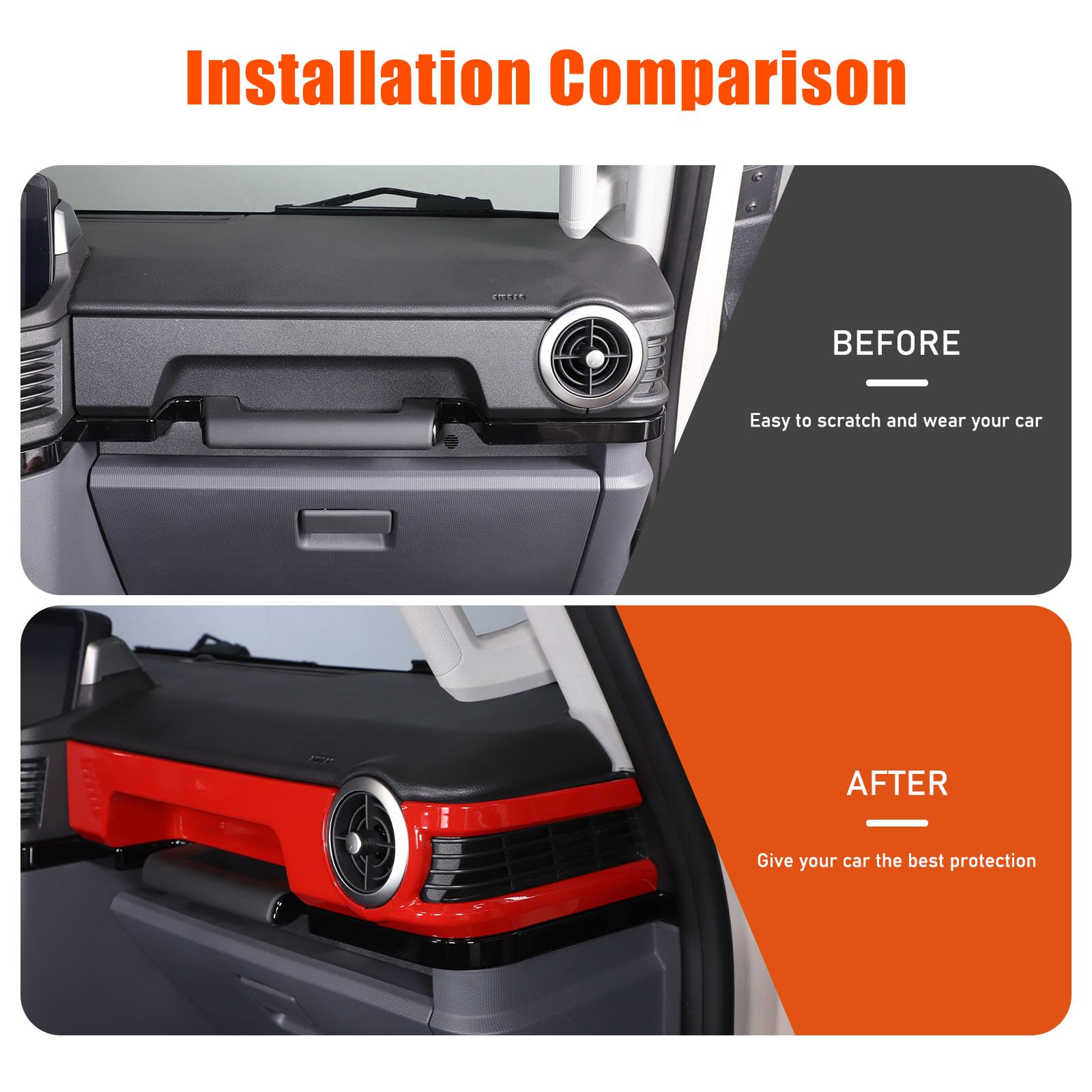 Qiosreui Dashboard Panel Cover Trim for INEOS Grenadier 2020-2025 Accessories Central Control Dash Panel Air Vent Outlet Cover Trim Frame Center Console Molding Panel Cover Sticker ABS (Red)