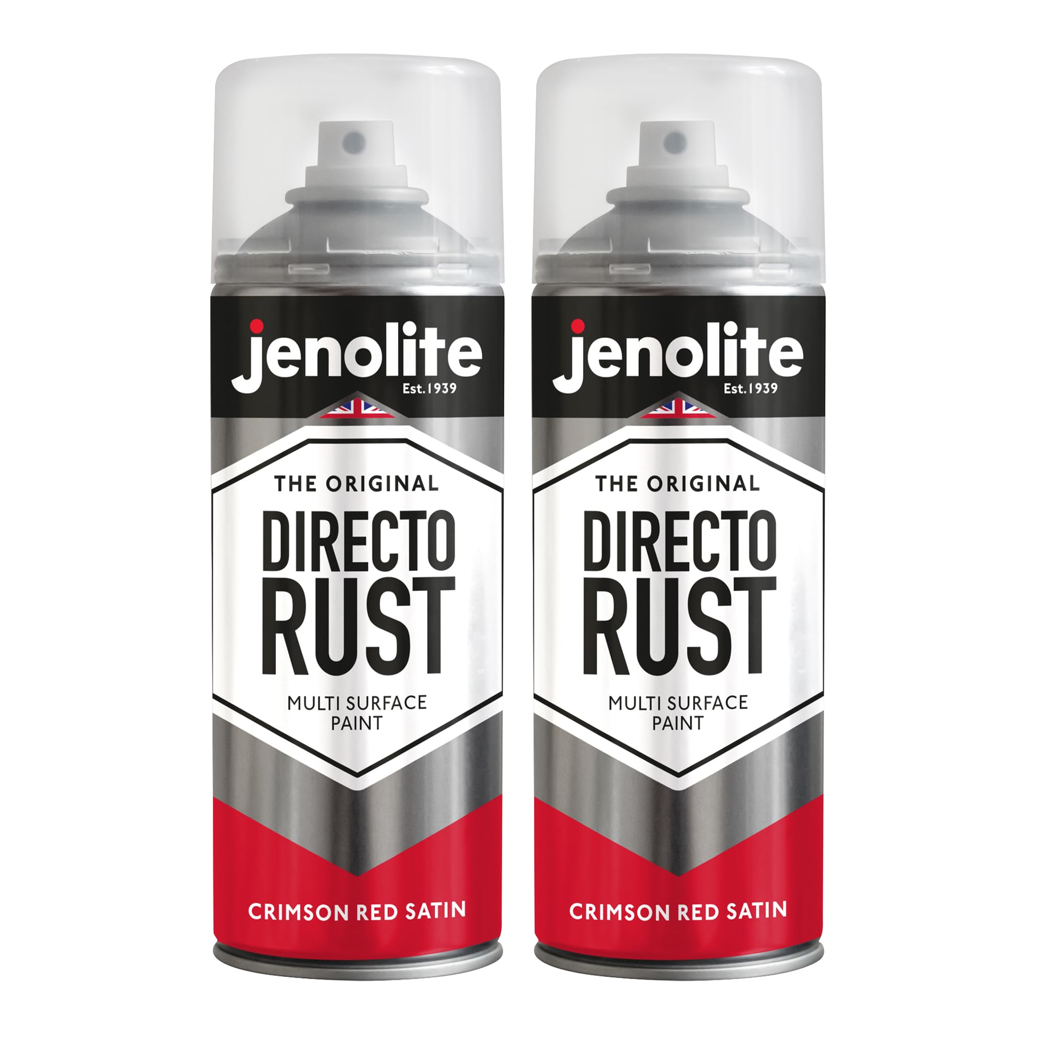 Jenolite Crimson Red Directorust Spray Paint Satin Finish | | 2 X 400Ml | Direct To Rust Spray Paint For Metal, Wood, Plastic, Ceramic | Ral 3027