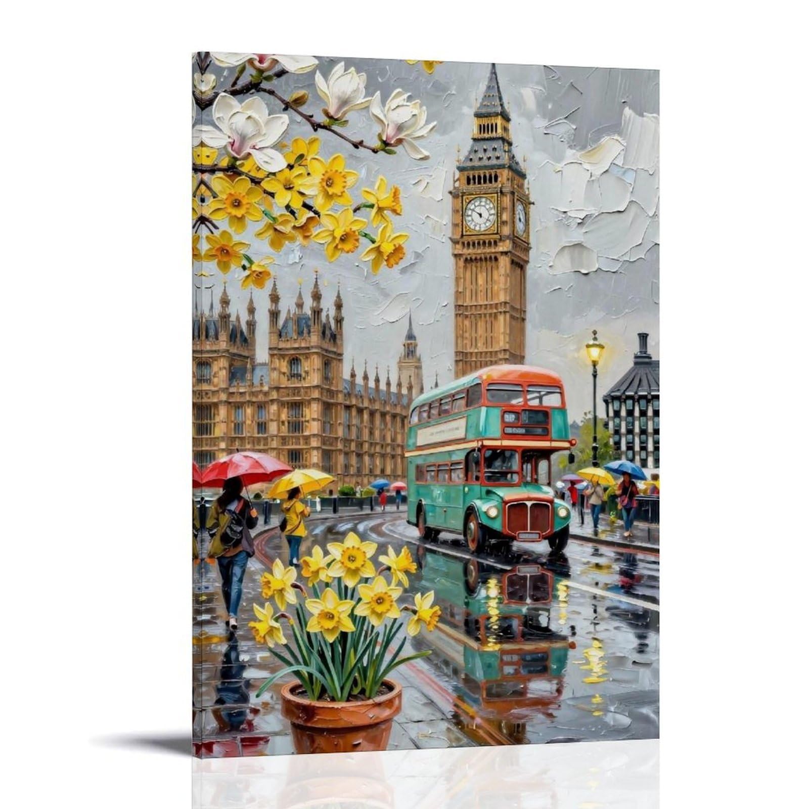HUERYRYHY Beautiful London 03 Poster Wall Art Canvas Vintage Aesthetic Painting Decor for Rooms 08x12inch Frame-style