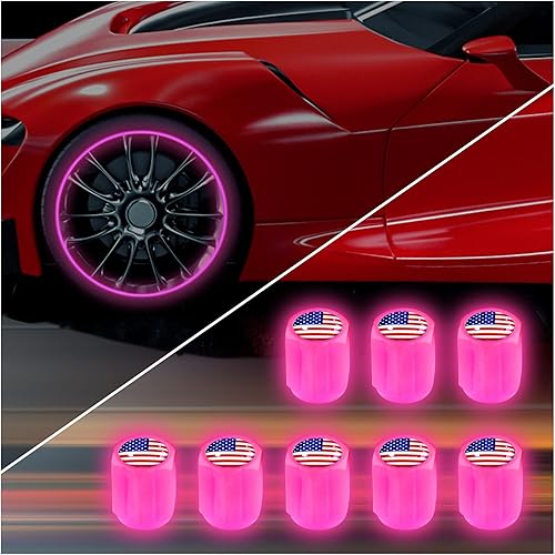 Tapón de válvula de neumático luminoso con bandera estadounidense para automóvil, accesorios para tapones de neumáticos de automóvil, paquete de 8,