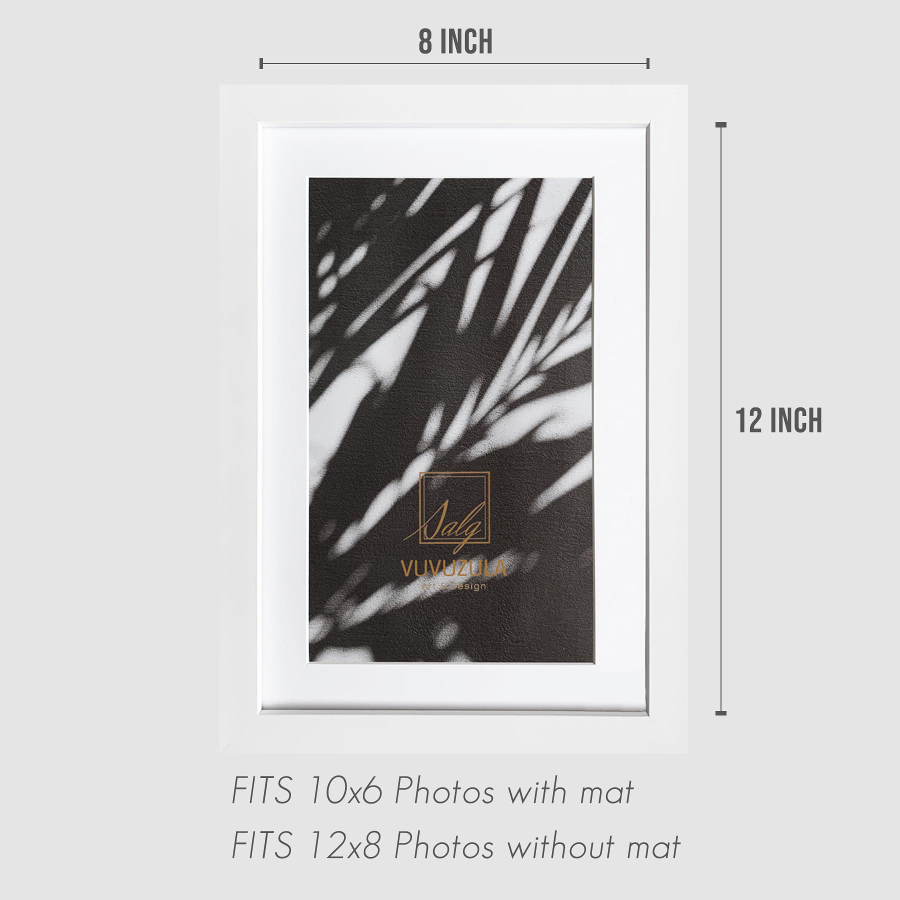 VUVUZULA 12x8 White Picture Frames Photo Frame 8x12 Inch Frame Set of 4 with Mount for 10x6 Inch Photo with Real Glass - Image 4