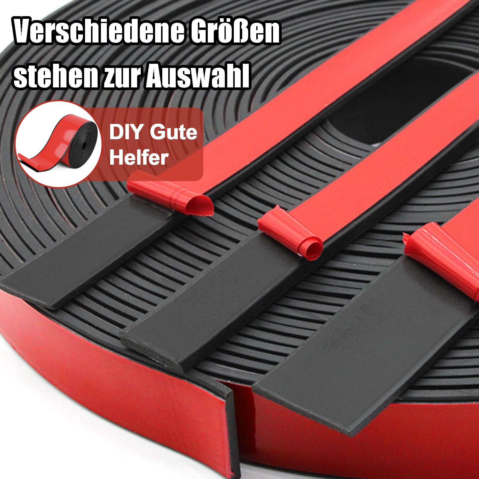 Strisce di Gomma Autoadesive, (50mm x 3mm x 3m) Strisce di Gomma in Neoprene, Strisce di Gomma Solida, Rotoli di Gomma Autoadesiva, Per Isolamento, Sigillatura, Nero