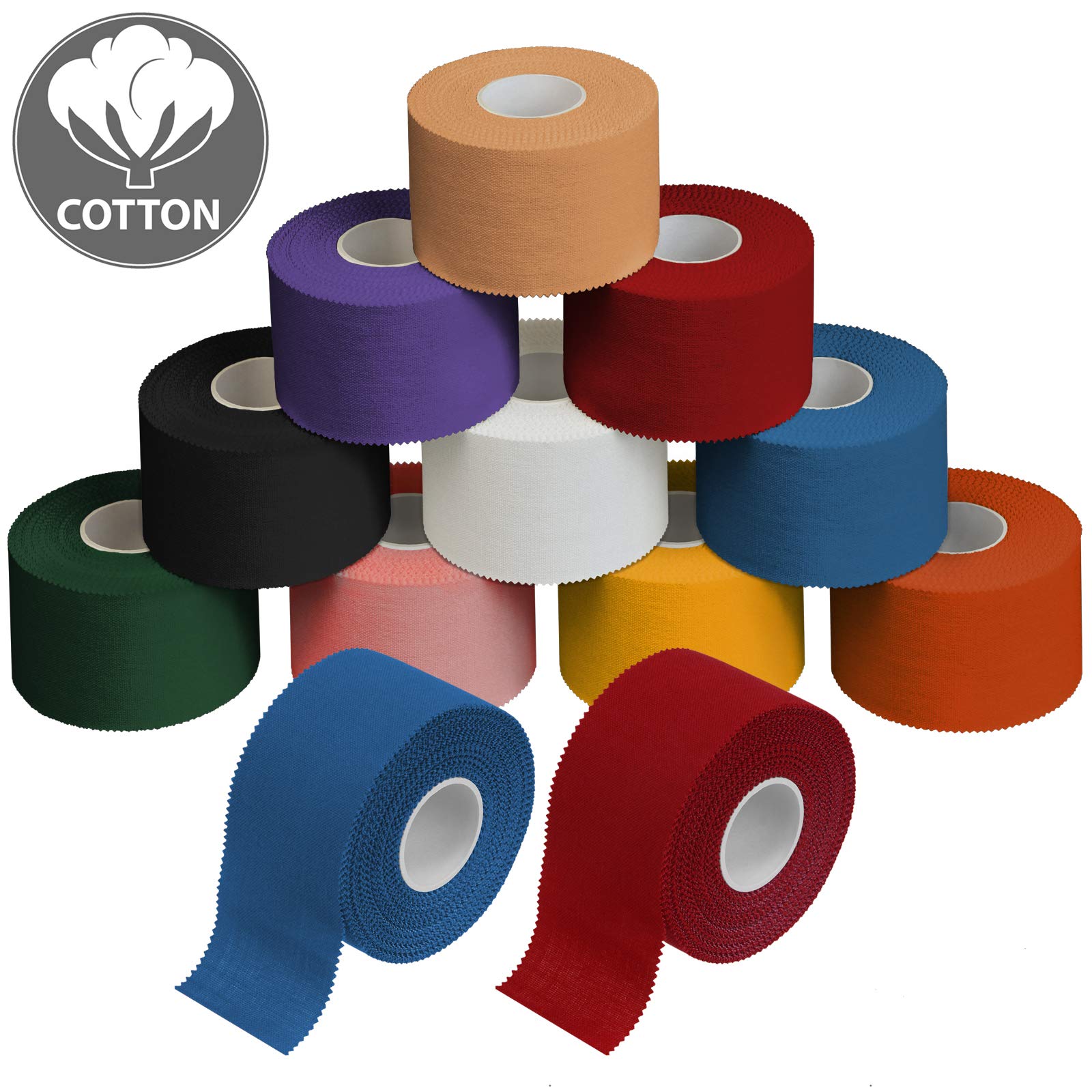 ALPIDEX 12 x Sports Tape 10 m x 3.8 cm Many Colours Zinc Oxide Finger Tape Tearable Skinfriendly Handball Football Volleyball Rugby - Image 2
