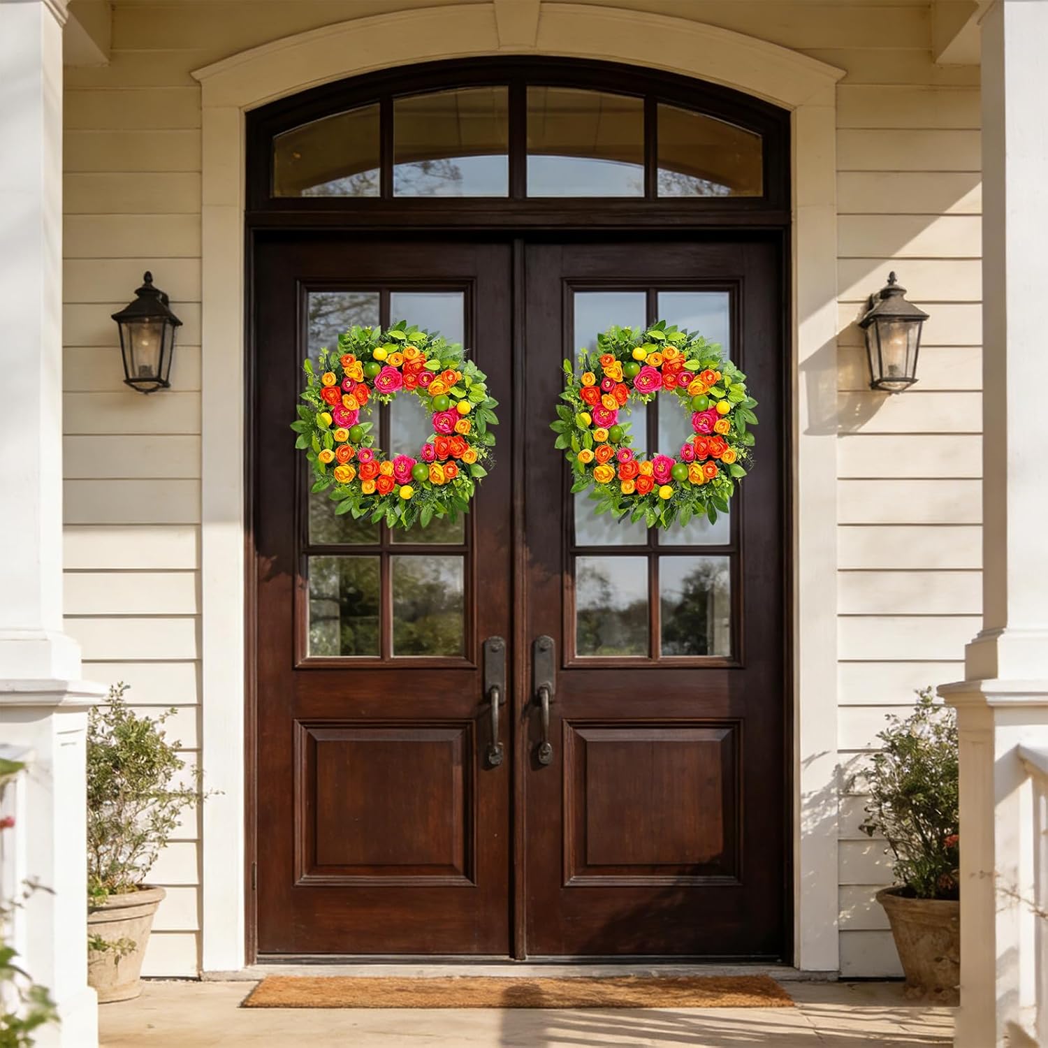 26" Spring Wreaths for Front Door, Large Artificial Lemon Wreath with Yellow & Green Lemons for Indoor/Outdoor Window, Fireplace, Wall & Porch - Spring Home Decor for Home - Image 7