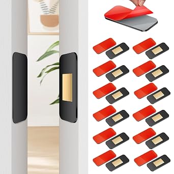 PHIXBEAR 12 Pack No Drill Magnetic Cabinet Door Catch, Ultra Thin Cabinet Door Magnets for Closure, Heavy Duty Adhesive Latches for Kitchen, Drawer, Wardrobe, and RV