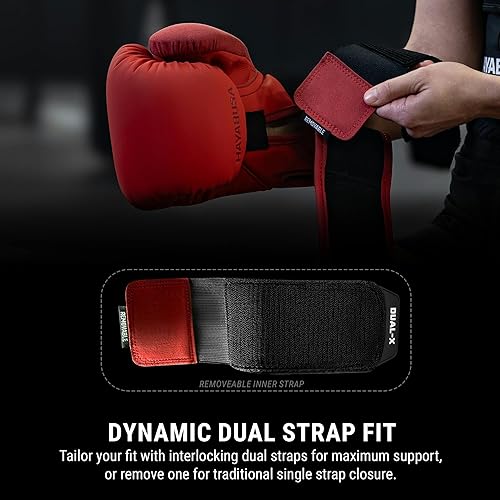 Miniatura 4 de Guantes de boxeo Hayabusa T360 – Ergonomía revolucionaria de la mano | Soporte de muñeca potenciado | Cierre de correa simple o doble | Rojo -,Negro