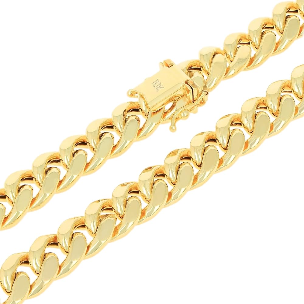 Nuragold 10k Real Yellow Gold Miami Cuban Link 9mm Chain Necklace Nuragold 10k Real Yellow Gold Miami Cuban Link 9mm Chain Necklace