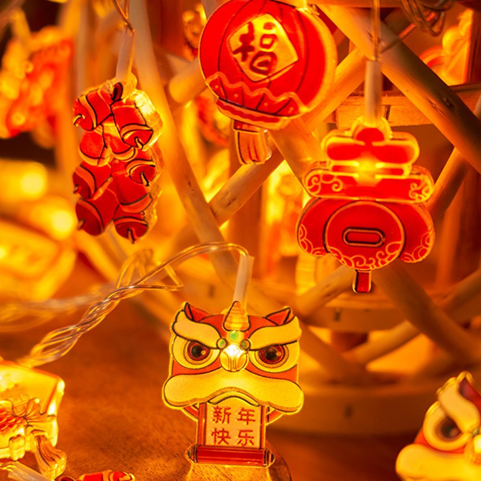 Luces de cadena de linterna china LED, luces de cadena chinas Lámparas de | Luces de cadena rojas LED, decoración del hogar interior de la lámpara de cadena, luces de