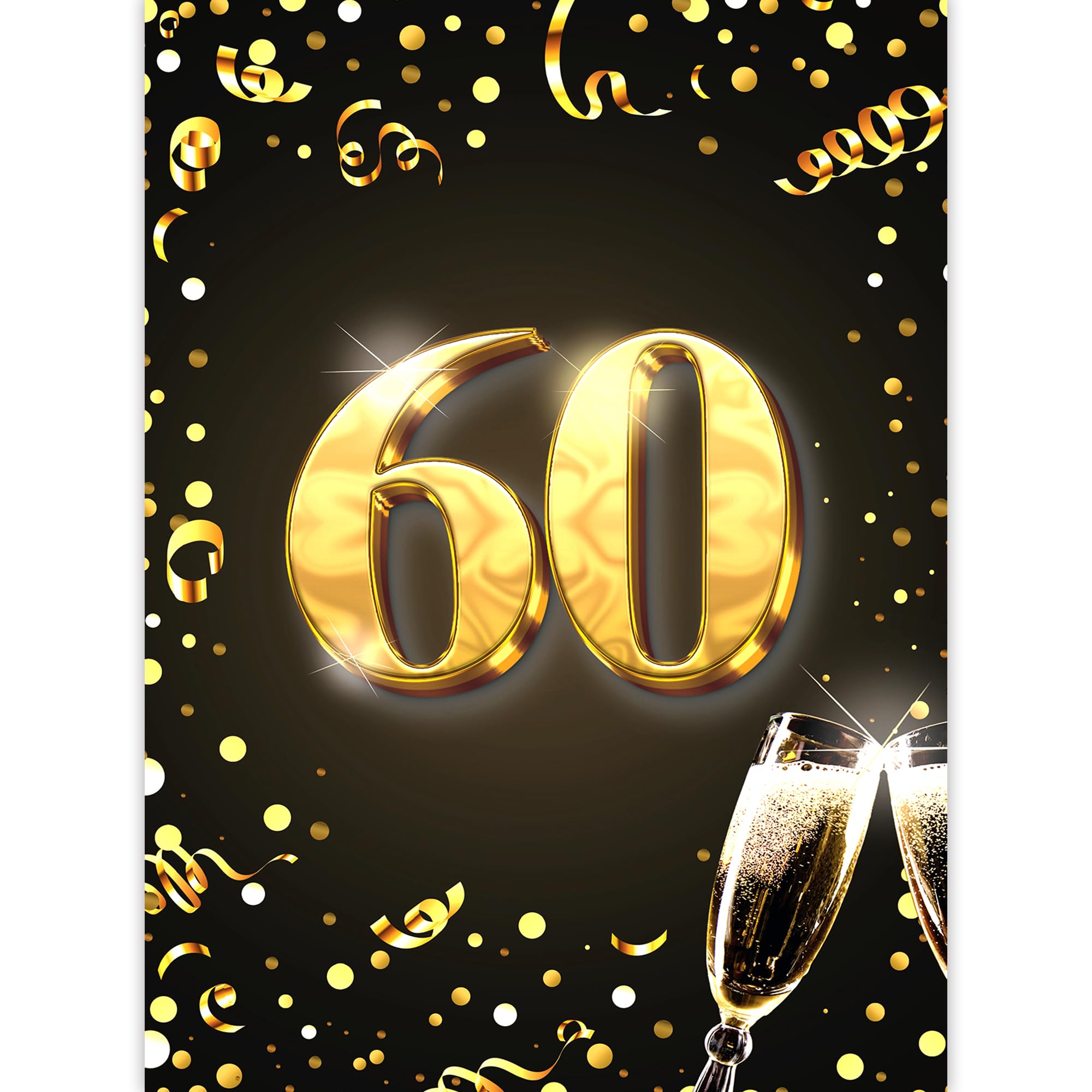Biglietto di auguri XXL 60° compleanno formato A4 con busta oro