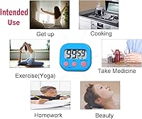 Vista 8 de Timers, BESTWYA Magnetic Timer with Clear LCD Screen 3 Big Buttons On/Off Switch Count Up and Down Function for Kitchen,Study,Work,Exercise