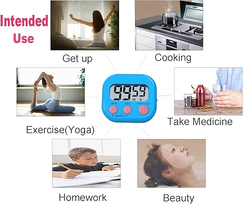Miniatura 8 de Temporizadores, temporizador magnético BESTWYA con pantalla LCD transparente, 3 botones grandes, interruptor de encendidoapagado, función de cuenta