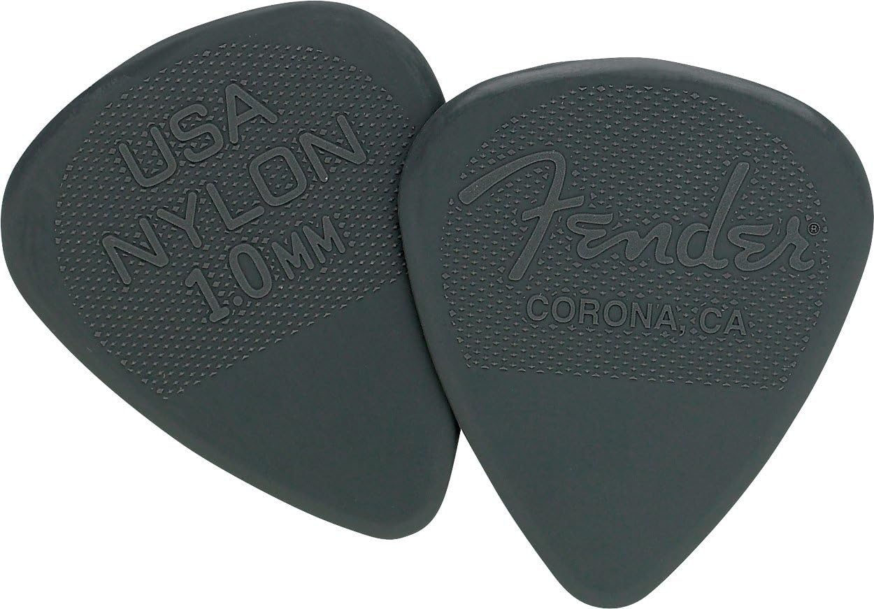 Fender Nylon Guitar Picks 351 Shape, Black, 1.00mm, 12Pack