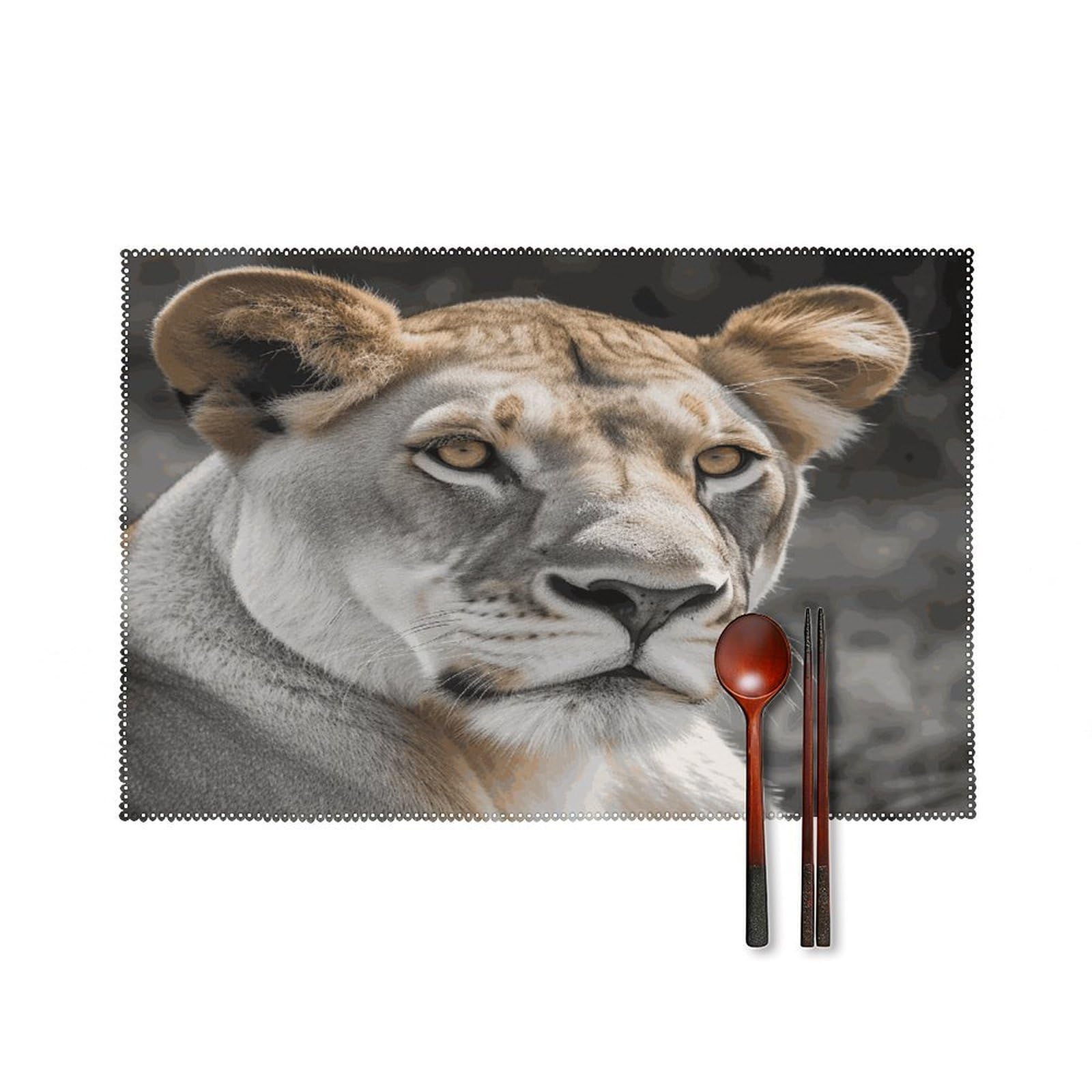 Fekiloot Style Lioness With Blue Green Eyes Placemats Set Of 6,Table Mat