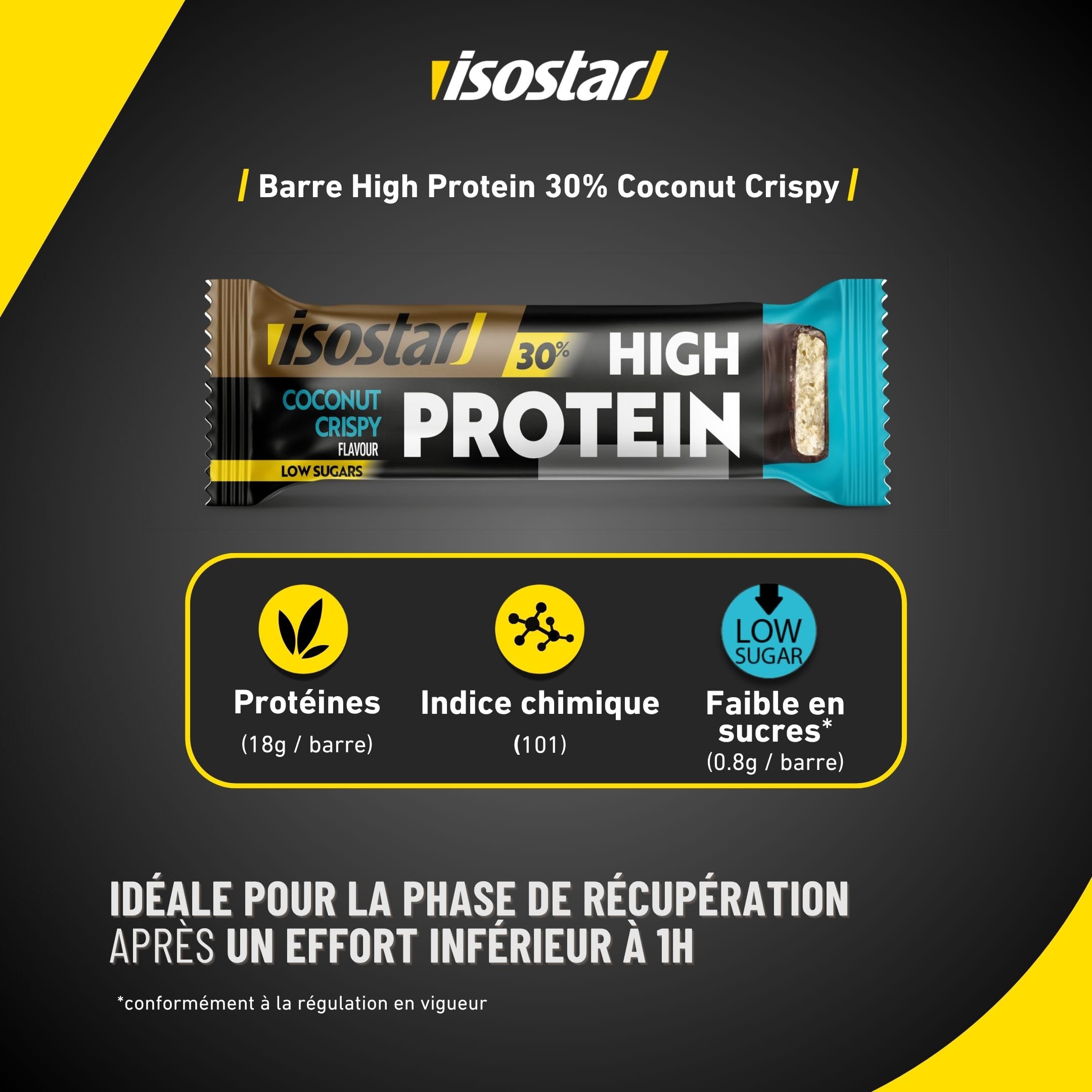 ISOSTAR – Barres High Protein 30 Coconut – Barres Protéinées Sport avec Glucides – Énergie & Récupération – Snack Fitness, Cross Training & Musculation – 16 barres (16 x 55 g)