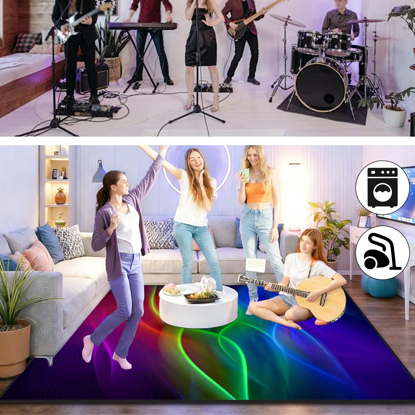 170 x 140 cm Dywan z baterią elektroniczną Dźwiękoszczelny Antypoślizgowy Dywan Pochłaniający Akustyczny Profesjonalna mata do instrumentów muzycznych do instrumentów muzycznych do gitary basowej