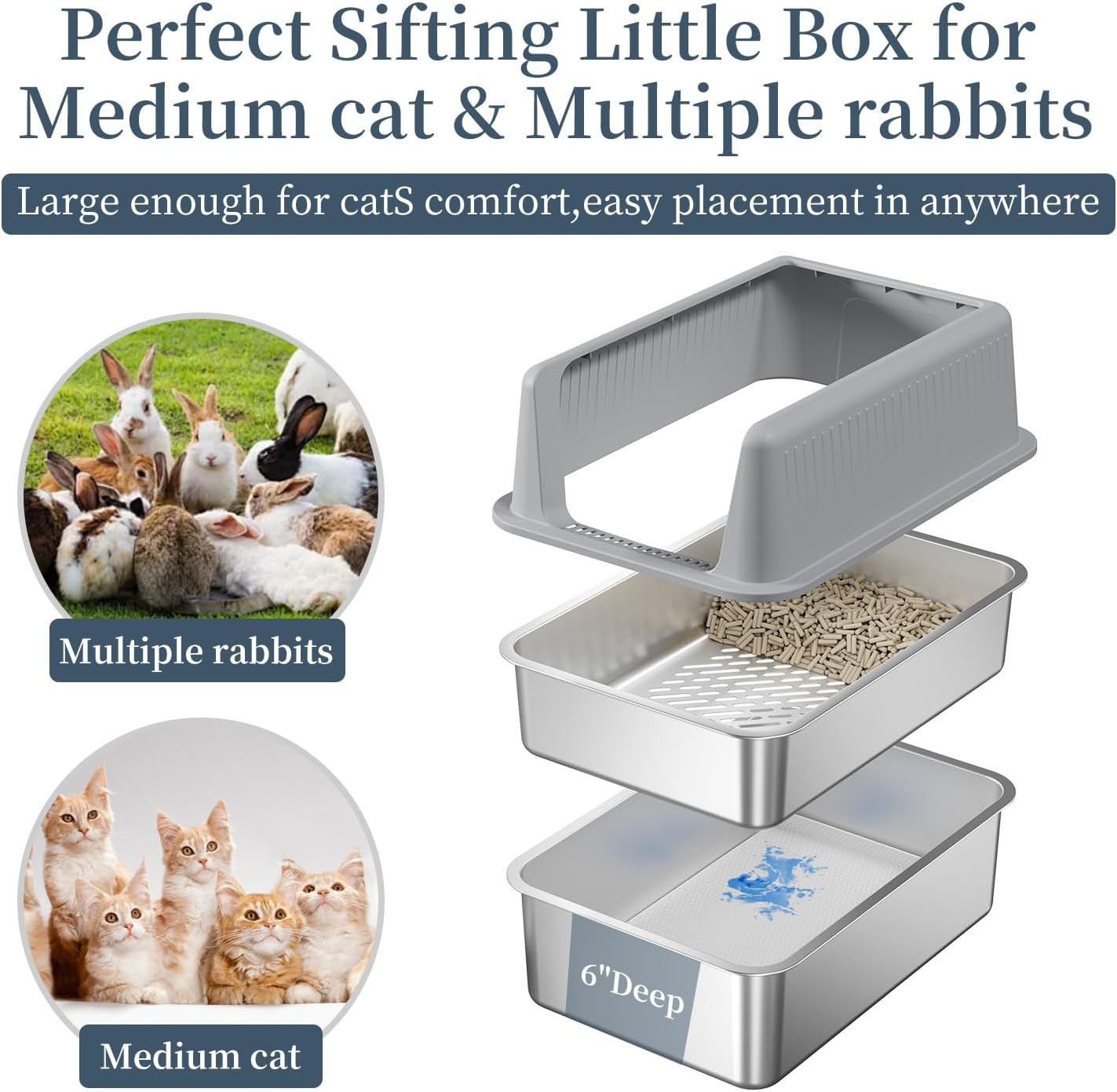 19.7''x13.8''x13.8'' Enclosed Stainless Steel Litter Box with Lid