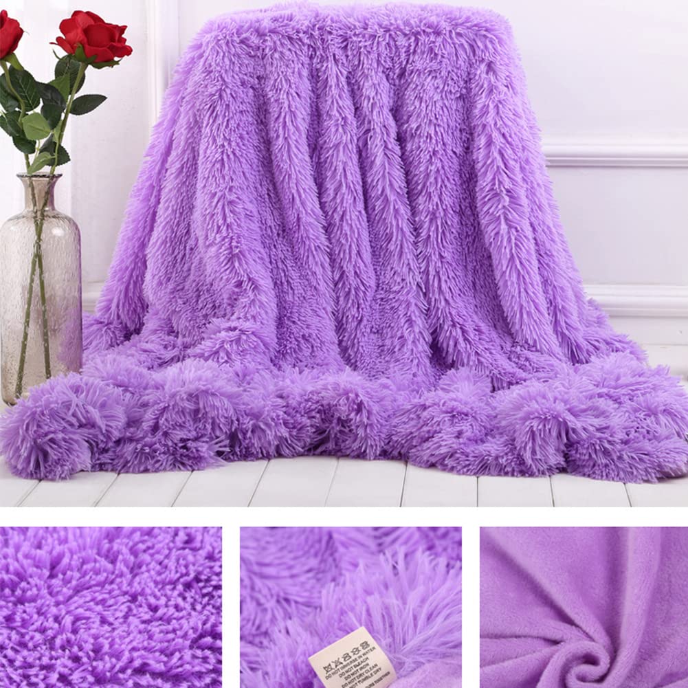 Manta de Pelo Largo Mullida Cálida para Sofa y Cama,Manta Polar de Doble Cara Suave y Comoda,Manta para Decoración de Sofá Microfibra Manta de Felpa Reversible Acogedora y Esponjosa Estilo L 130x160cm