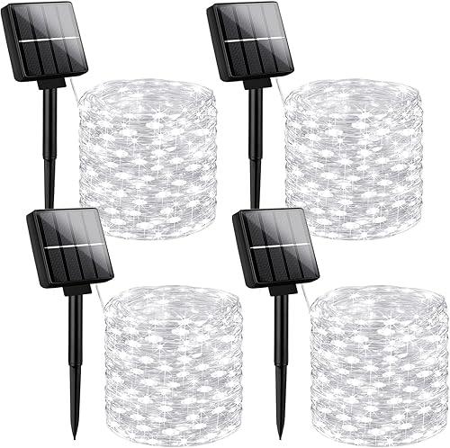 Miniatura 7 de Brightever Luces de Cadena Solares para Exteriores Impermeables, Paquete de 2 Total 80 Pies 200 LED Luces de Hadas Solares para Exteriores con 8