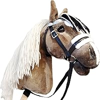 Vista 6 de Caballo de palo marrón A3 Cabeza de caballo realista en un palo Caballo de palo con brida